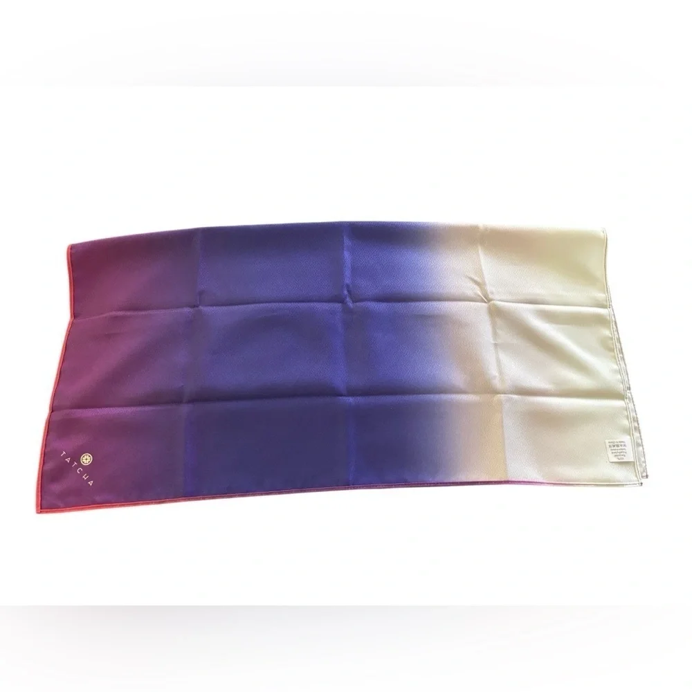 Tatcha Square Colorblock Omni Scarf  Purple Silver Brick 27X27 With Logo